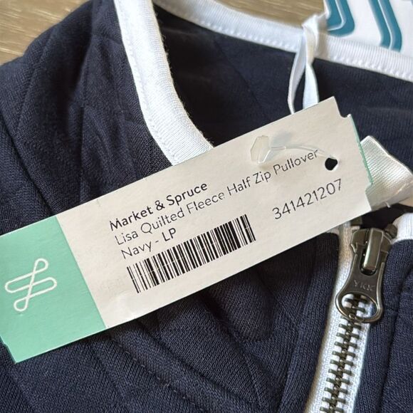 MARKET & SPRUCE
Lisa Quilted Fleece Half Zip Pullover navy LP stitch fix nwt - Picture 5 of 5
